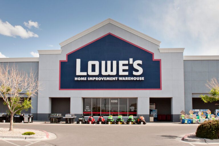 Featured image for Lowe's Military Discount, showing the front of a Lowe's Home Improvement Warehouse store